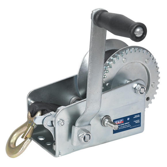 Sealey GWW2000M Geared Hand Winch 900kg Capacity with Webbing Strap