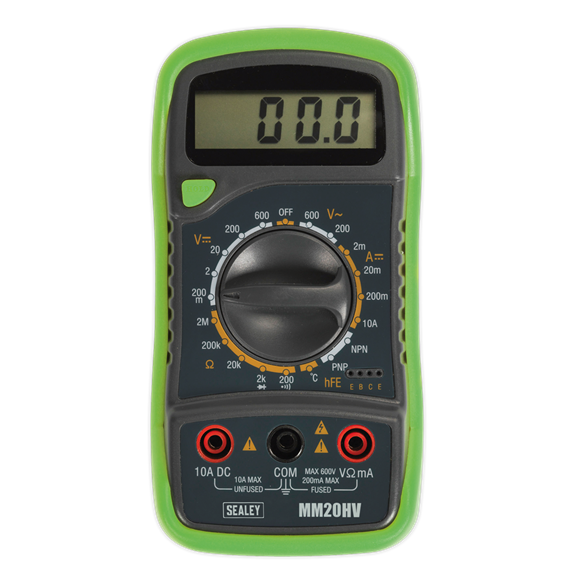 Sealey MM20HV Digital Multimeter 8-Function with Thermocouple Hi-Vis