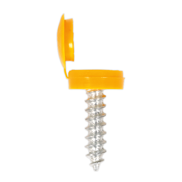 Sealey NPY50 Numberplate Screw with Flip Cap 4.2 x 19mm Yellow Pack of 50