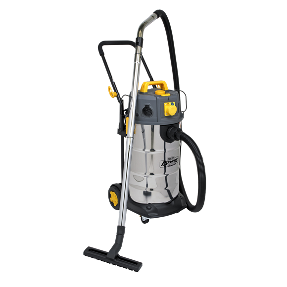 Sealey PC380M110V Vacuum Cleaner Industrial Dust-Free Wet/Dry 38L 1100W/110V Stainless Steel Drum M Class Filtration