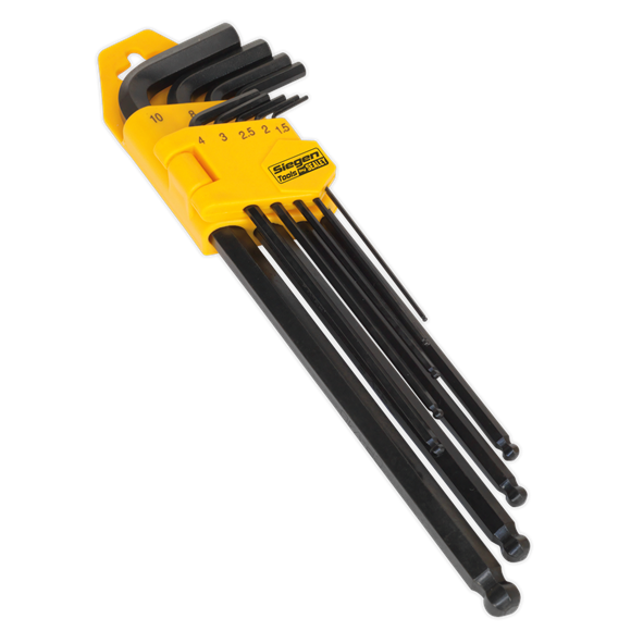 Sealey S01094 Ball-End Hex Key Set 9pc Extra-Long Metric
