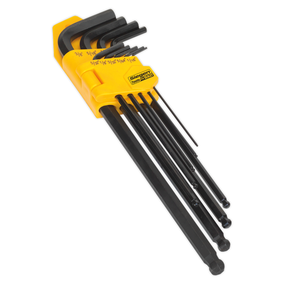Sealey S01099 Ball-End Hex Key Set 9pc Extra-Long Imperial