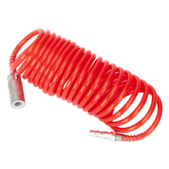 Sealey SA305 PE Coiled Air Hose 5m x Ø5mm with Couplings