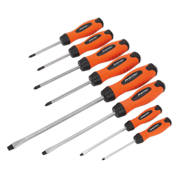Sealey HV004 Screwdriver Set 8pc Hammer-Thru Hi-Vis Orange