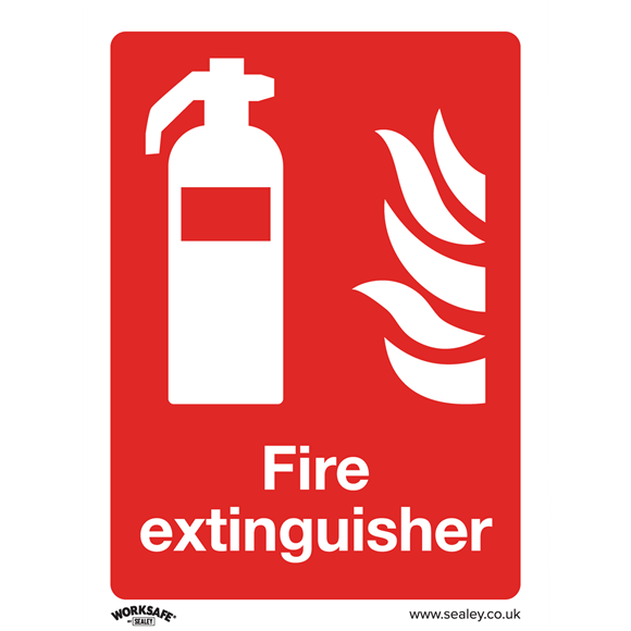 Sealey SS15P10 Prohibition Safety Sign - Fire Extinguisher - Rigid Plastic - Pack of 10