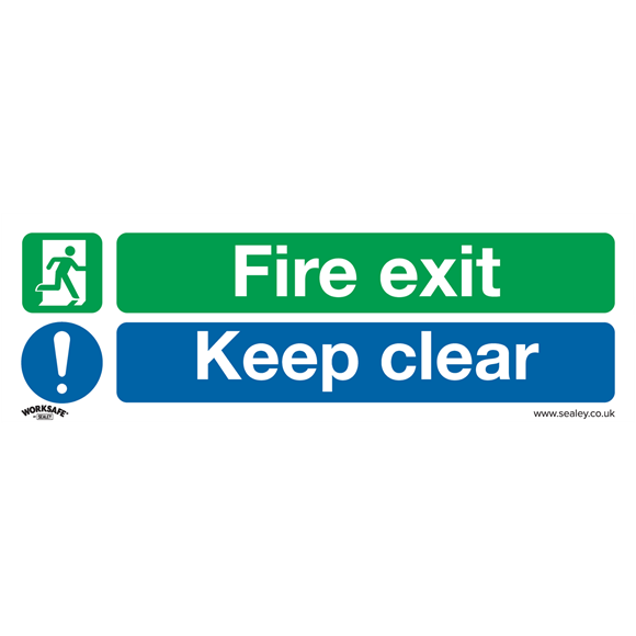 Sealey SS18P10 Safe Conditions Safety Sign - Fire Exit Keep Clear - Rigid Plastic - Pack of 10