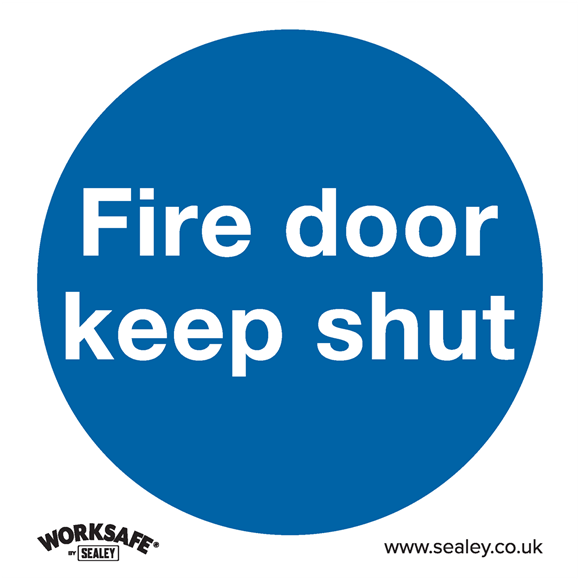 Sealey SS1V10 Mandatory Safety Sign - Fire Door Keep Shut - Self-Adhesive Vinyl - Pack of 10