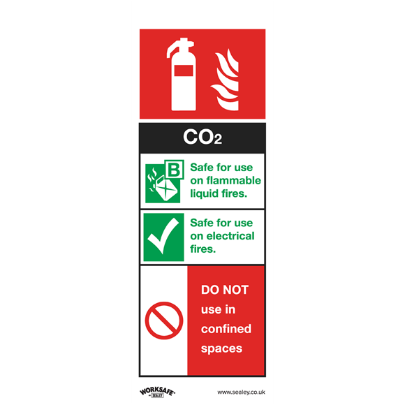 Sealey SS21P1 Safe Conditions Safety Sign - CO2 Fire Extinguisher - Rigid Plastic