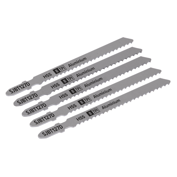 Sealey SJBT127D Jigsaw Blade Aluminium 100mm 8tpi - Pack of 5