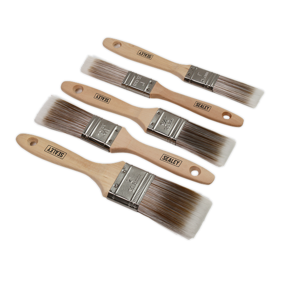 Sealey SPBS5W Wooden Handle Paint Brush Set 5pc