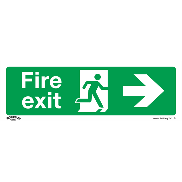 Sealey SS24P10 Safe Conditions Safety Sign - Fire Exit (Right) - Rigid Plastic - Pack of 10