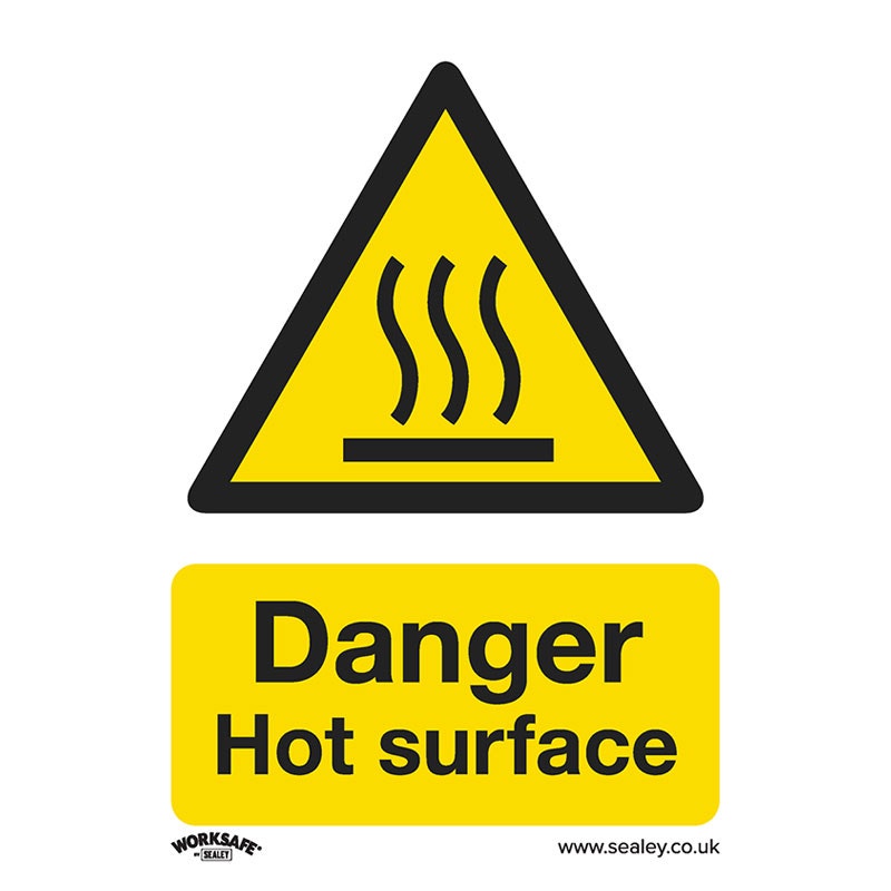 Sealey SS42V10 Warning Safety Sign - Danger Hot Surface - Self-Adhesive Vinyl - Pack of 10