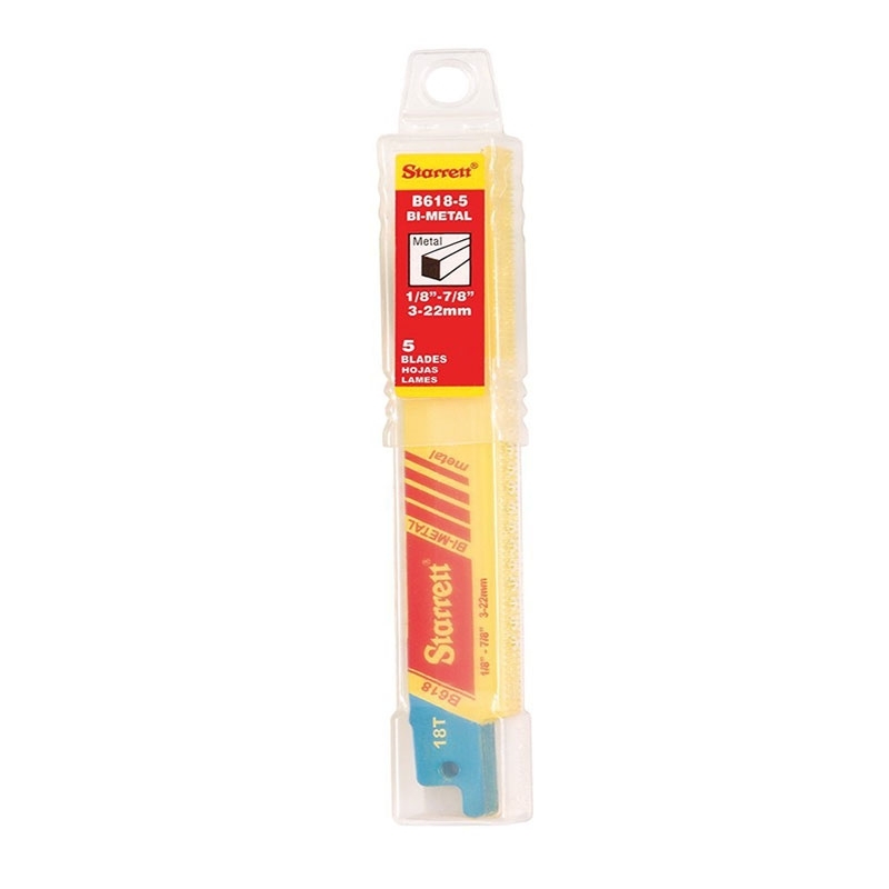 Starrett B618-5 Fast Cut General Purpose Bi-Metal Reciprocating Blades 152mm x 19mm x 0.90mm / 6 x 3/4 x .035 x 18 Tpi