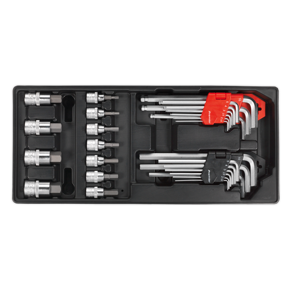 Sealey TBT07 Tool Tray with Hex/Ball-End Hex Keys & Socket Bit Set 29pc