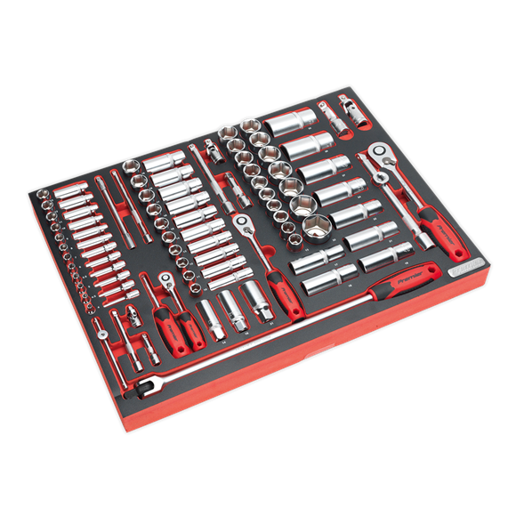 Sealey TBTP02 Tool Tray with Socket Set 91pc 1/4