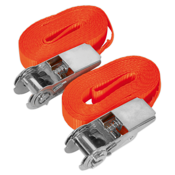 Sealey TD0845S Ratchet Tie Down 25mm x 4.5m Polyester Webbing with S-Hook 800kg Breaking Strength