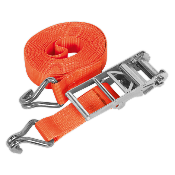 Sealey TD10008J Ratchet Tie Down 75mm x 8m Polyester Webbing 10000kg Breaking Strength