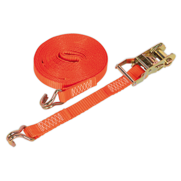 Sealey TD1508J Ratchet Tie Down 25mm x 8m Polyester Webbing 1500kg Breaking Strength