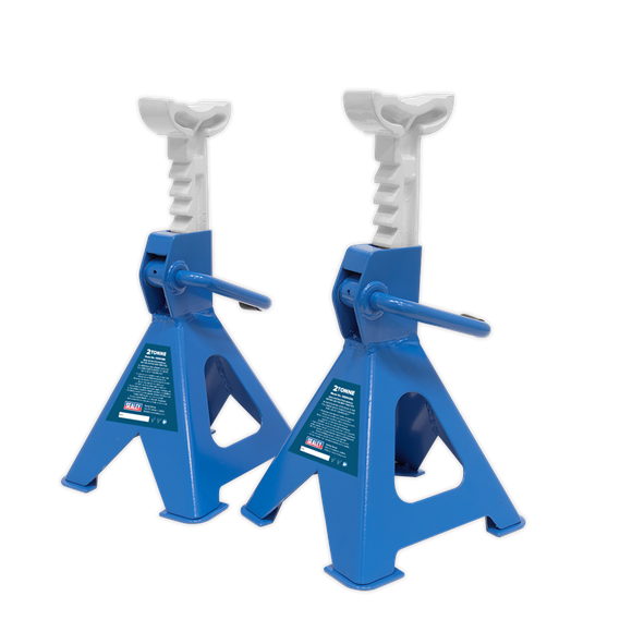 Sealey VS2002BL Axle Stands (Pair) 2tonne Capacity per Stand Ratchet Type - Blue