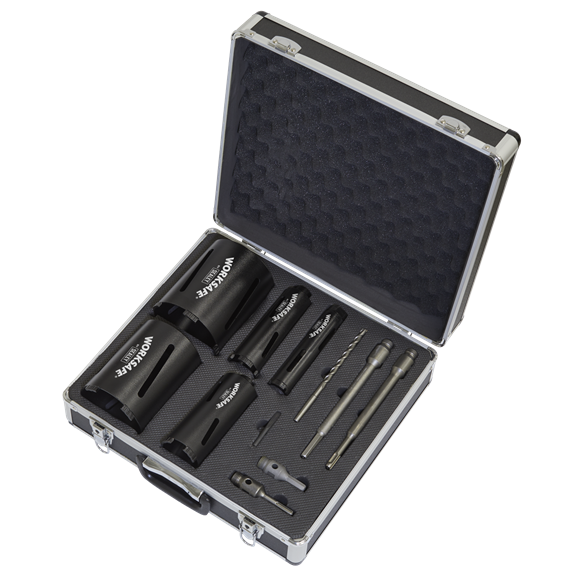 Sealey WDCKIT5 Diamond 5 Core Kit (Ø38, 52 ,65, 117, 127mm Cores with Adaptors)