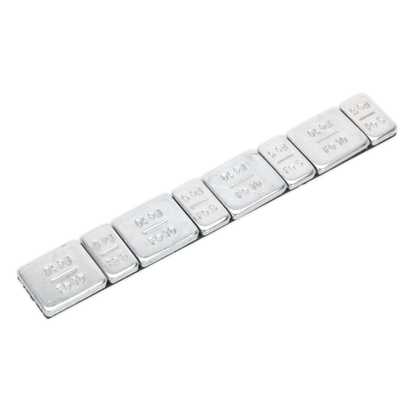 Sealey WWSA510 Wheel Weight 5 & 10g Adhesive Zinc Plated Steel Strip of 8 (4 x Each Weight) Pack of 100