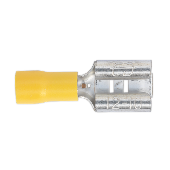 Sealey YT14 Push-On Terminal 9.5mm Female Yellow Pack of 100