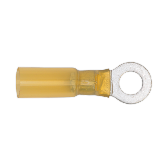 Sealey YTSR2564 Heat Shrink Ring Terminal Ø6.4mm Yellow Pack of 25